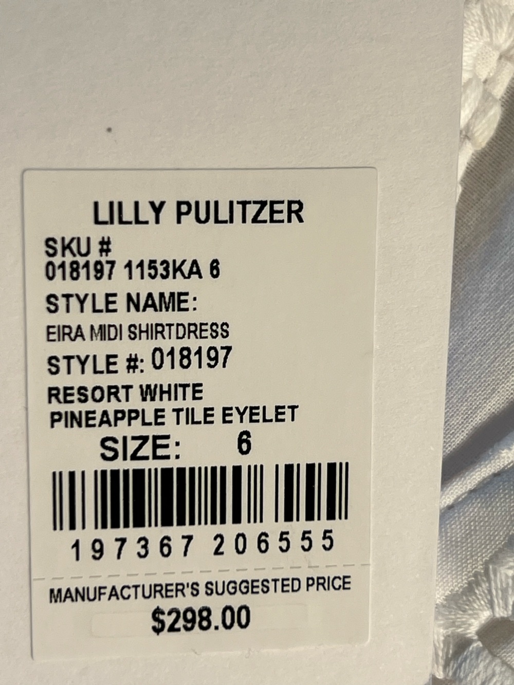 Lilly Pulitzer Eira White Eyelet Pineapple Button Front Midi Dress Size 6 NWT - Picture 13 of 14